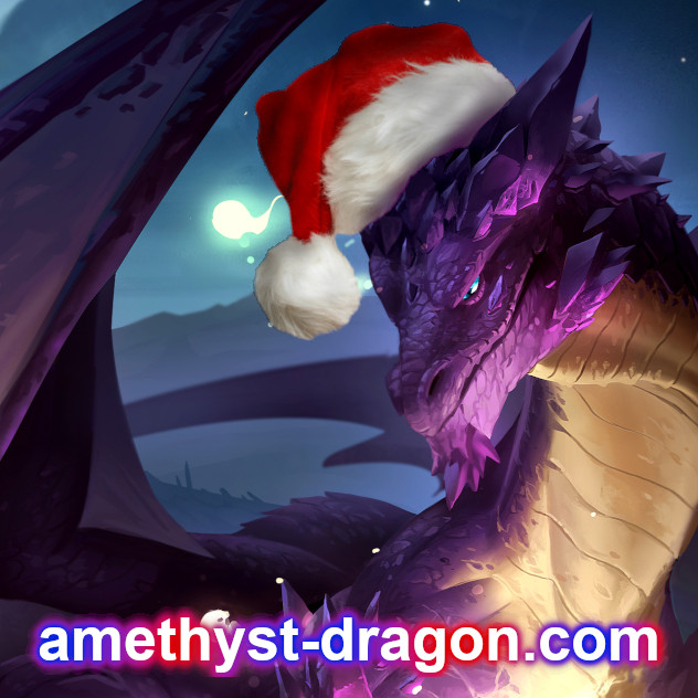 Critmas in July - The Amethyst Dragon with a Santa hat